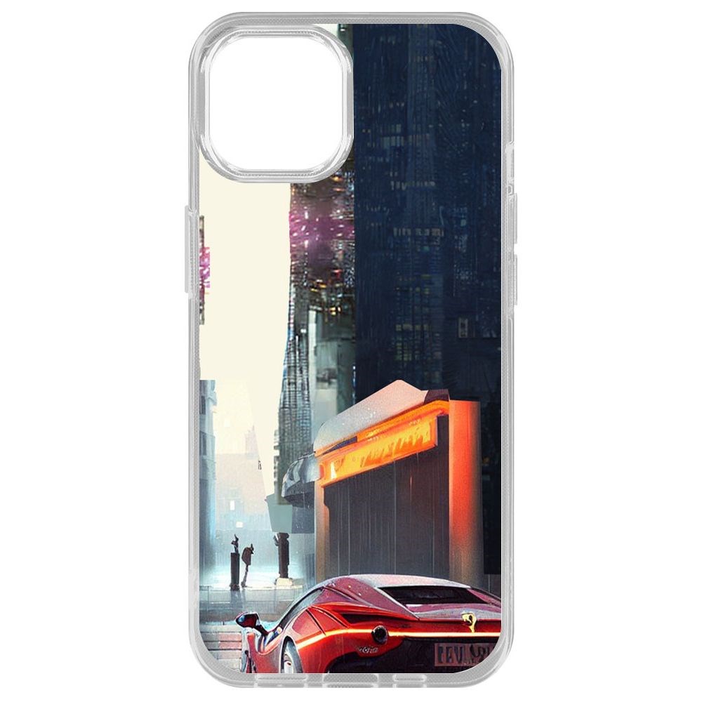 

Чехол-накладка Krutoff Clear Case Сити для iPhone 14 Plus, Прозрачный