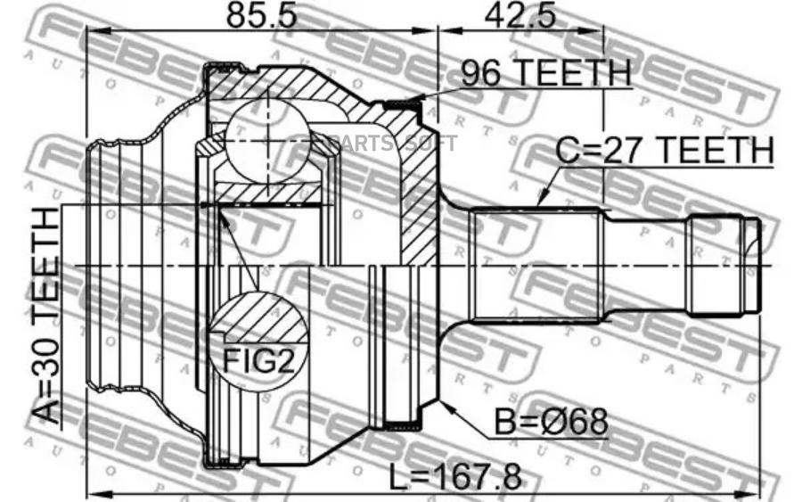 

FEBEST Шрус наружный задний 30x68x27 FEBEST 1610-204A96R