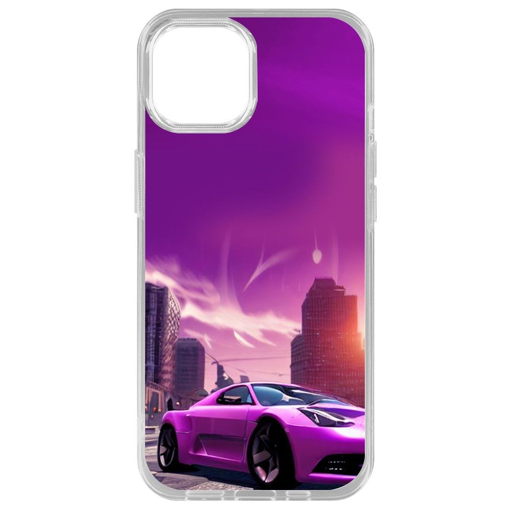 

Чехол-накладка Krutoff Clear Case Розовое авто для iPhone 14 Plus, Прозрачный