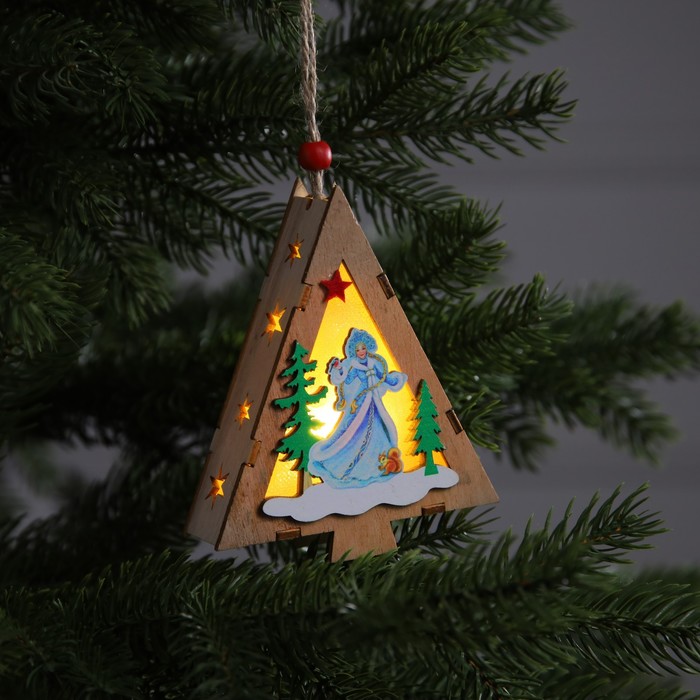 

Елочная игрушка Luazon Lighting Елочка со снегурочкой свечение белое 9594173 1 шт. бежевый, Елочка со снегурочкой свечение теплое белое