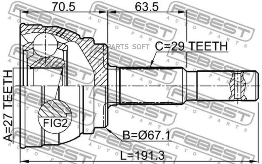 

FEBEST Шрус наружный задний 27x65.3x29 FEBEST 0210-S50R