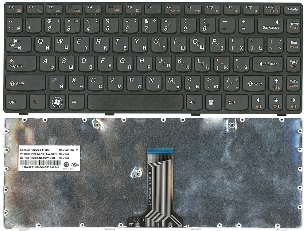 

Клавиатура для ноутбука Lenovo B470, G470, V470, Z470 Series, p/n: 25-011680, NSK-B6LSQ 0R