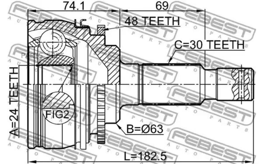 

FEBEST Шрус наружный задний 24x63x30 FEBEST 0110-KLH22A48R