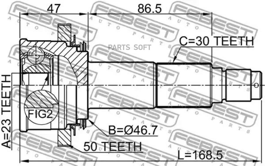 

FEBEST Шрус наружный задний 23x46.7x30 FEBEST 0310-HRV4WDA50