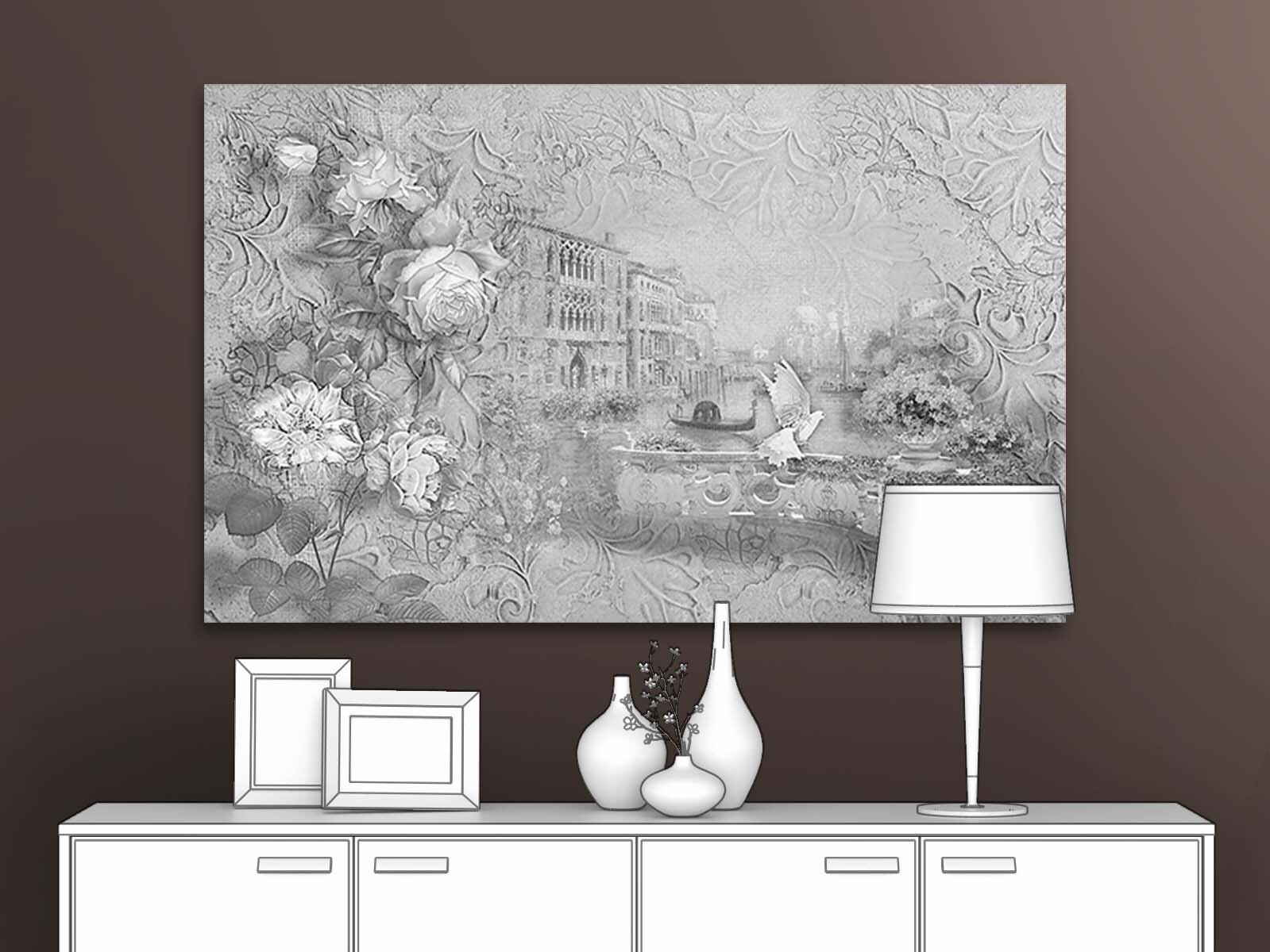 фото Картина на стену для интерьера первое ателье "венеция в обрамлении из цветов" 35х22 см