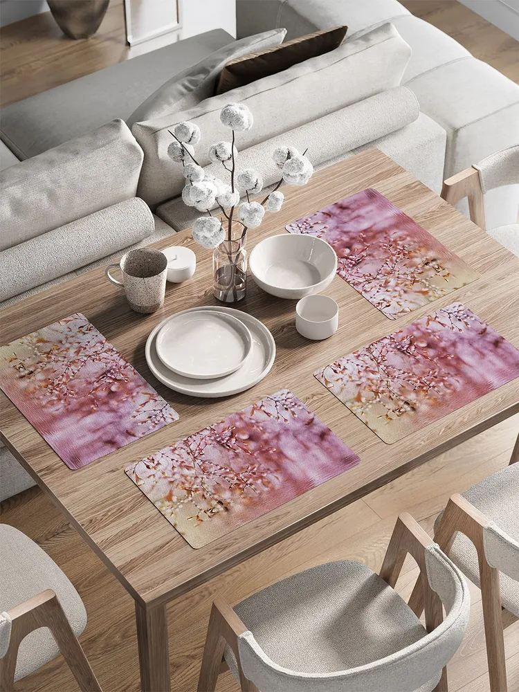 

ser002_2631_30x46 Комплект салфеток с закругленным краем с фотопринтом 46x30 см (4 шт.), Фиолетовый;коричневый;розовый