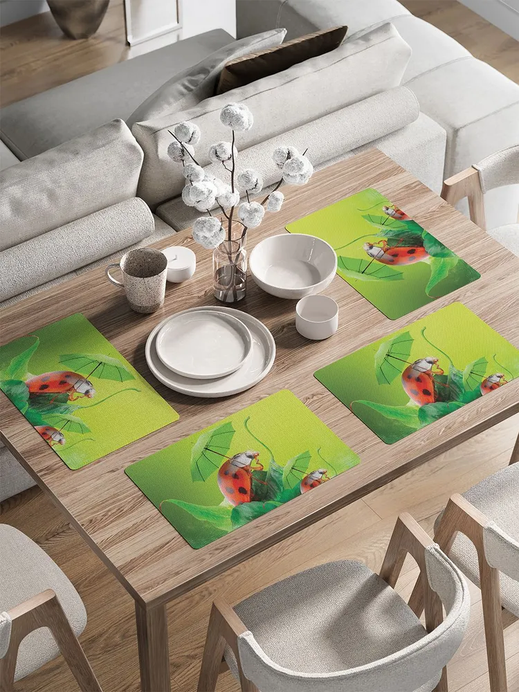 

ser002_2628_30x46 Комплект салфеток с закругленным краем с фотопринтом 46x30 см (4 шт.), Зеленый;красный;черный