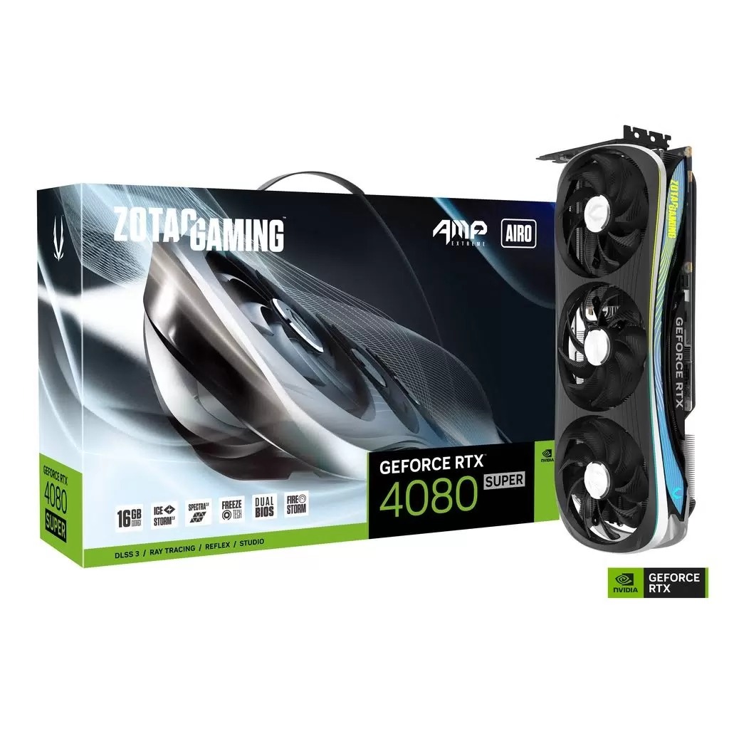 

Видеокарта Zotac NVIDIA GeForce RTX 4080 Super Amp Extreme Airo (ZT-D40820B-10P), Черный, GeForce RTX 4080 Super Amp Extreme Airo
