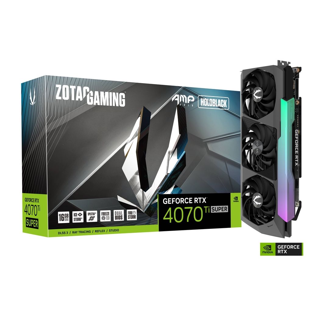 

Видеокарта Zotac NVIDIA GeForce RTX 4070 Ti Super Amp Holo (ZT-D40730F-10P), Черный, GeForce RTX 4070 Ti Super Amp Holo