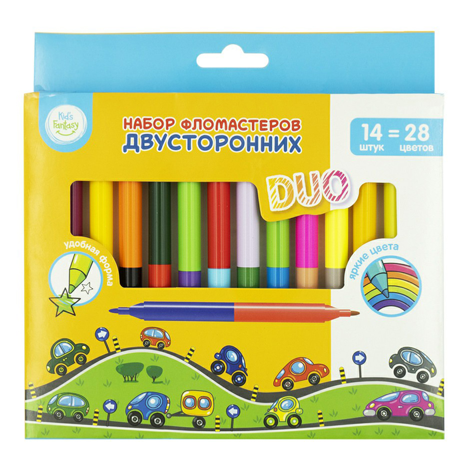 

Фломастеры Kid's Fantasy двусторонние 28 цветов 14 шт в ассортименте