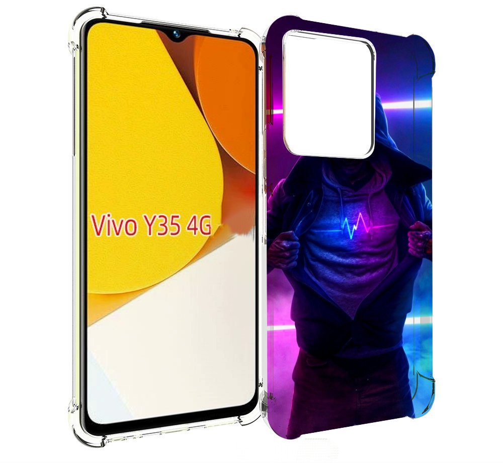 

Чехол MyPads парень в капюшоне неоновый для Vivo Y35 4G 2022 / Vivo Y22, Прозрачный, Tocco
