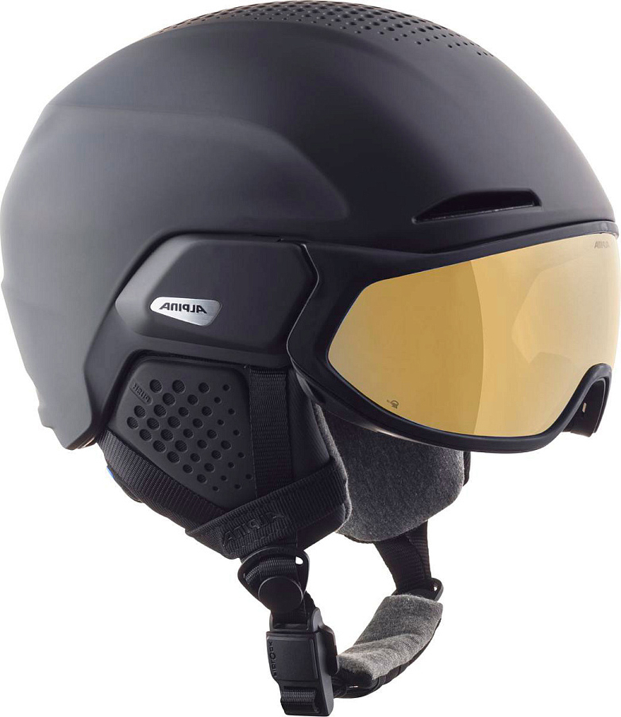 Горнолыжные шлемы Alpina Alto Q-Lite black matt, gold mirror, 23/24, l, Черный