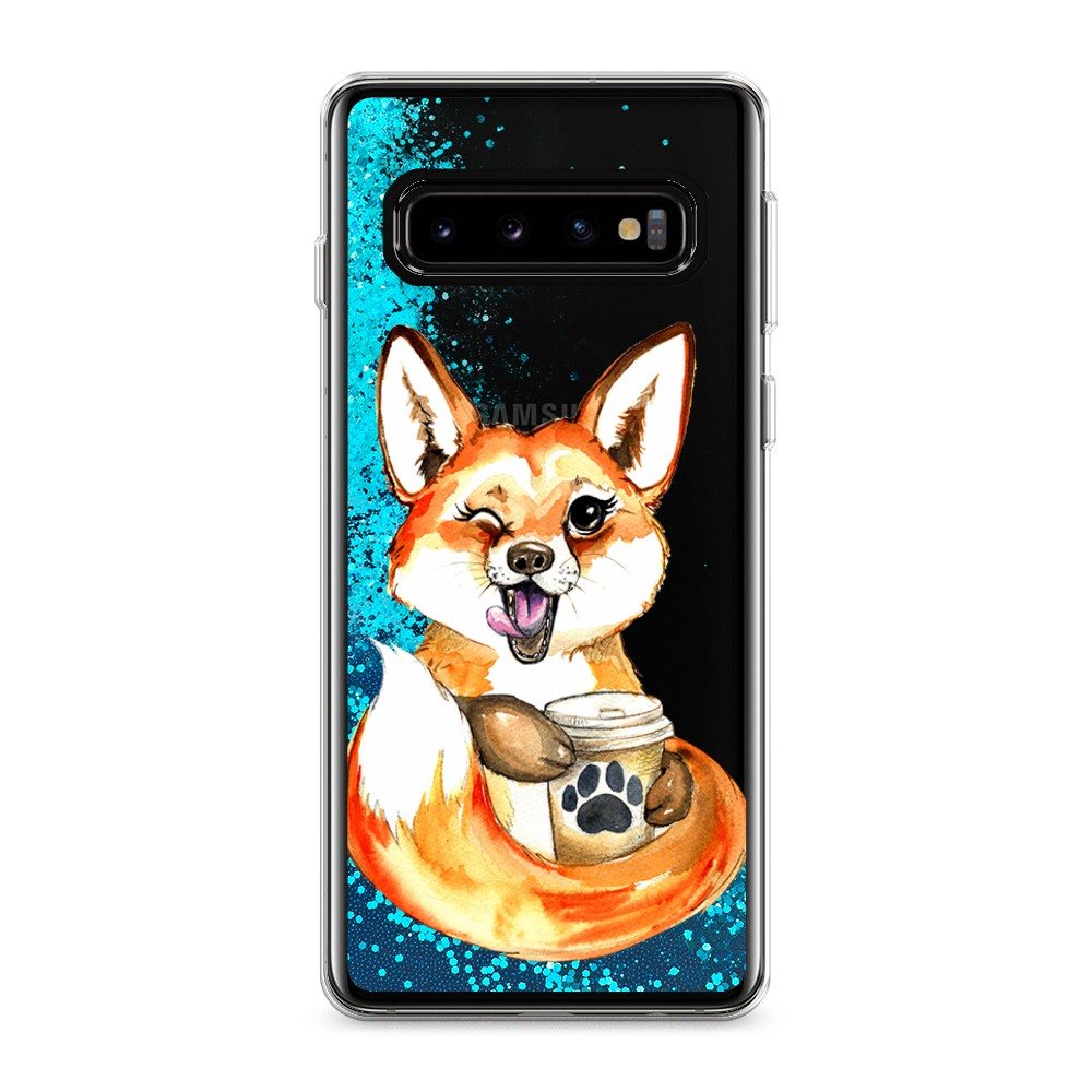 

Чехол Awog на Samsung Galaxy S10 "Подмигивающая лиса с кофе", Разноцветный, 27093-1