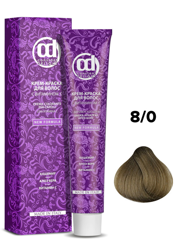 Краска для волос Constant Delight с витамином C 8/0 светло-русый натуральный 100 мл масло для волос pantene восстановление кератина с витамином е 100 мл
