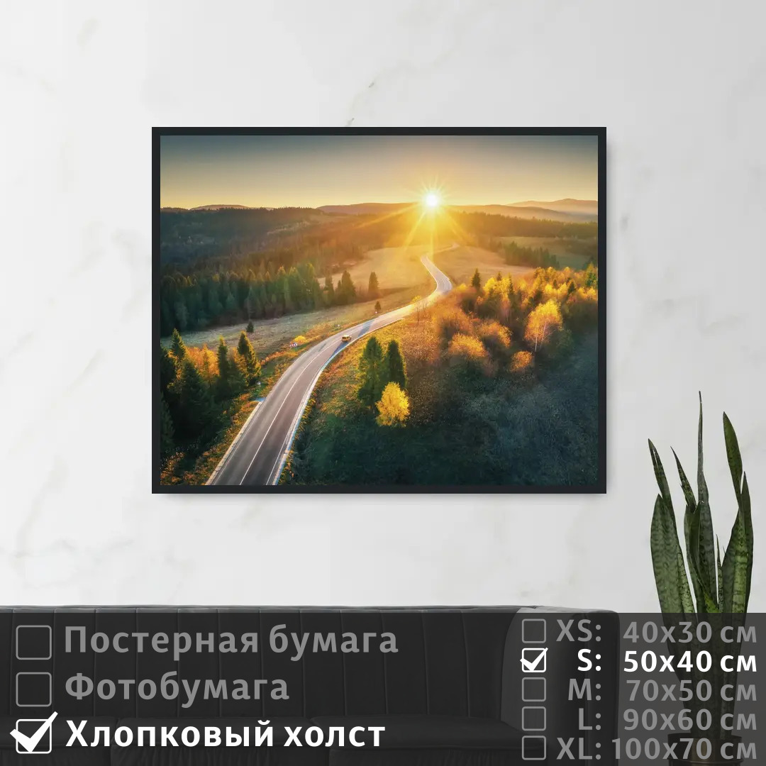 

Постер на холсте ПолиЦентр Осенний лес на рассвете 50х40 см, ОсеннийЛесНаРассвете