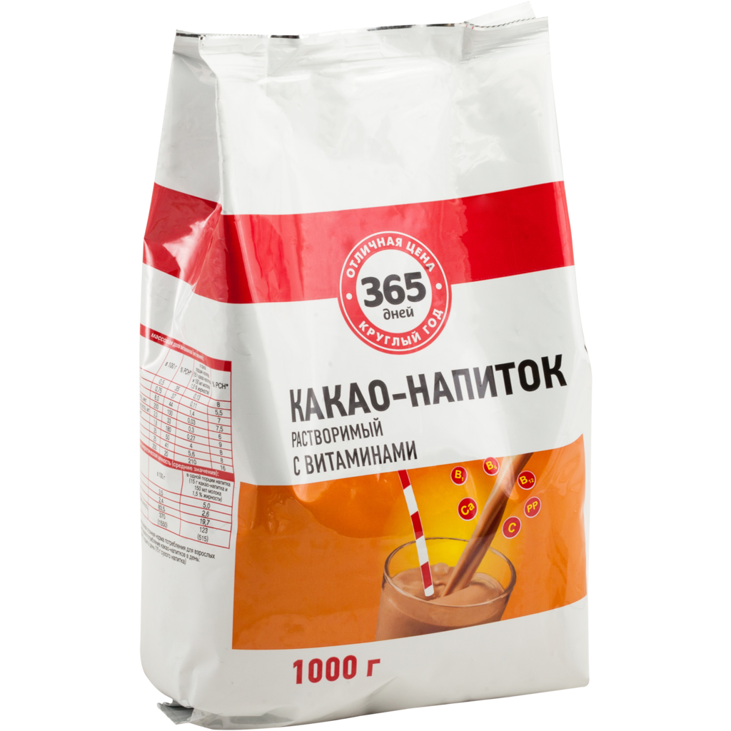 Какао-напиток 365 дней растворимый с витаминами 1000 г