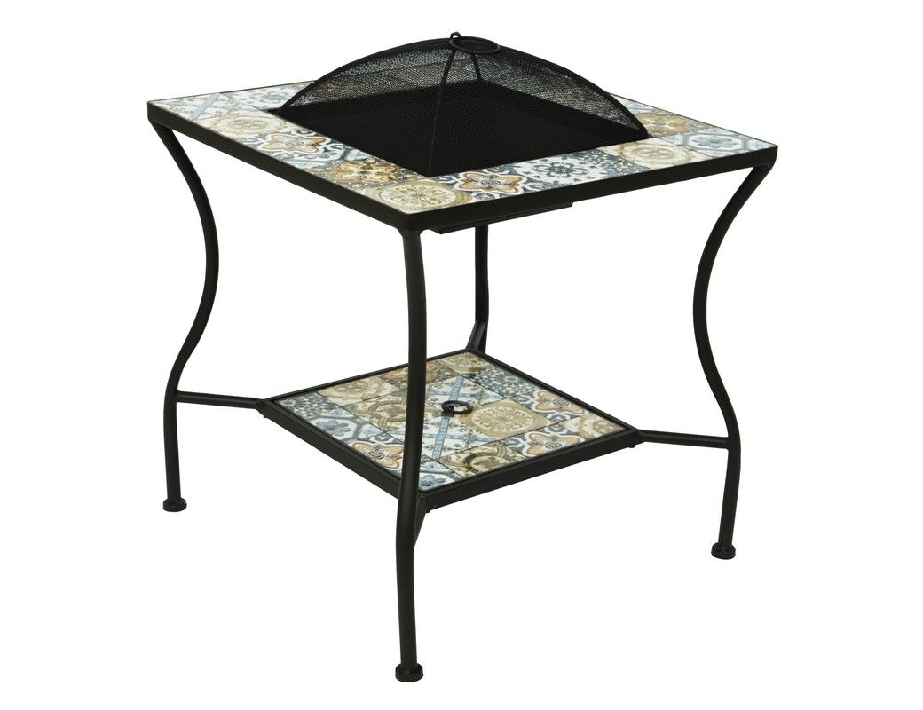 фото Садовый стол с чашей для костра тулуза, металл, мозаика, 54,5x54,5x55см (kaemingk)