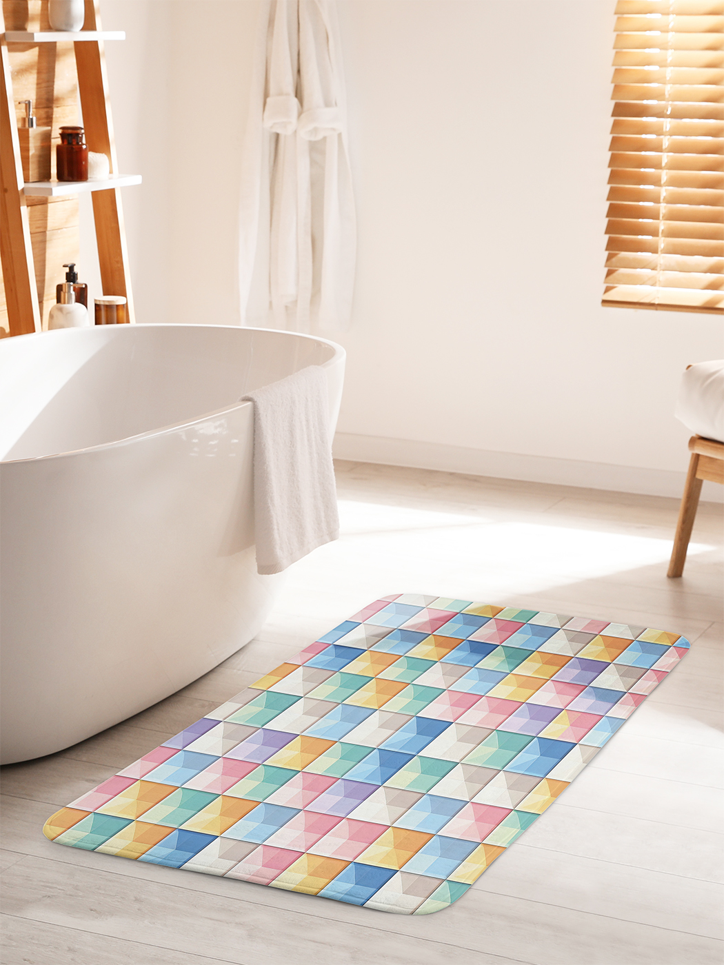 

Коврик для ванной туалета душа JoyArty "Цветные квадраты", bath_sd3017_60x100