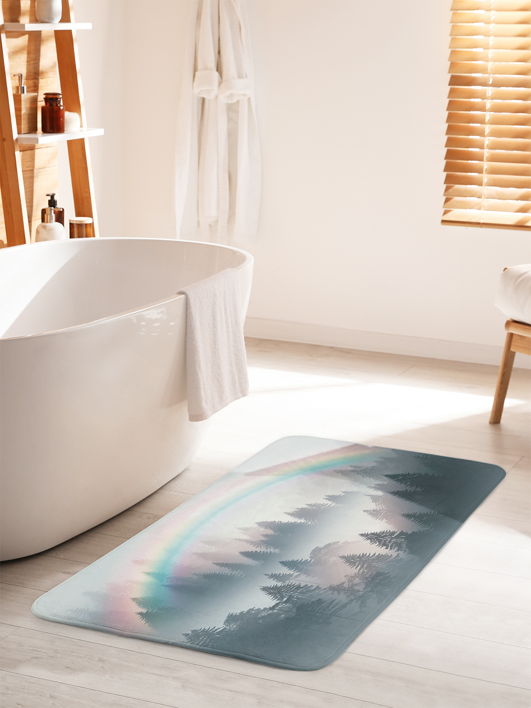 

Коврик для ванной туалета душа JoyArty "Радуга над лесом", bath_sd3011_60x100