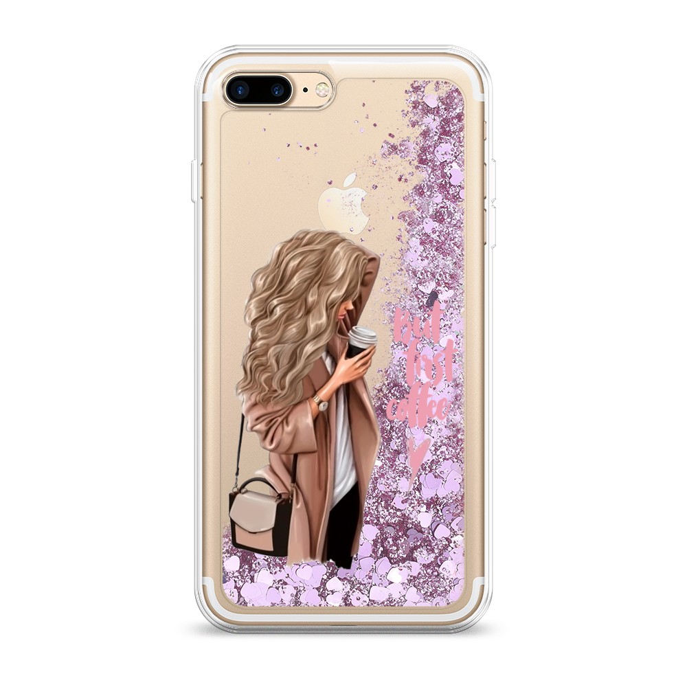 

Жидкий чехол с блестками "Девушка с кофе" на Apple iPhone 8 Plus, Девушка с кофе
