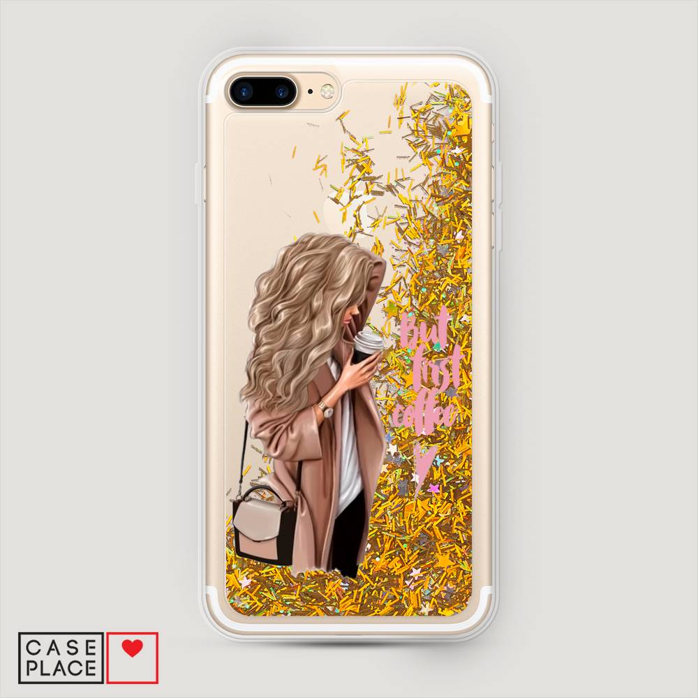

Жидкий чехол с блестками "Девушка с кофе" на Apple iPhone 8 Plus, Девушка с кофе