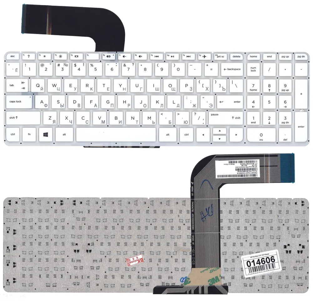 

Клавиатура для ноутбука HP Pavilion 17-F, 15-P Series, p/n: 9Z.N9HBQ.901, белая