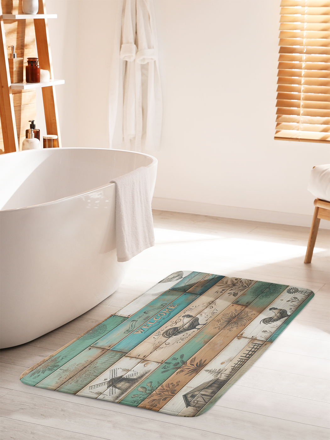 

Коврик для ванной туалета душа JoyArty "Доски с петухами", bath_sd2959_60x100