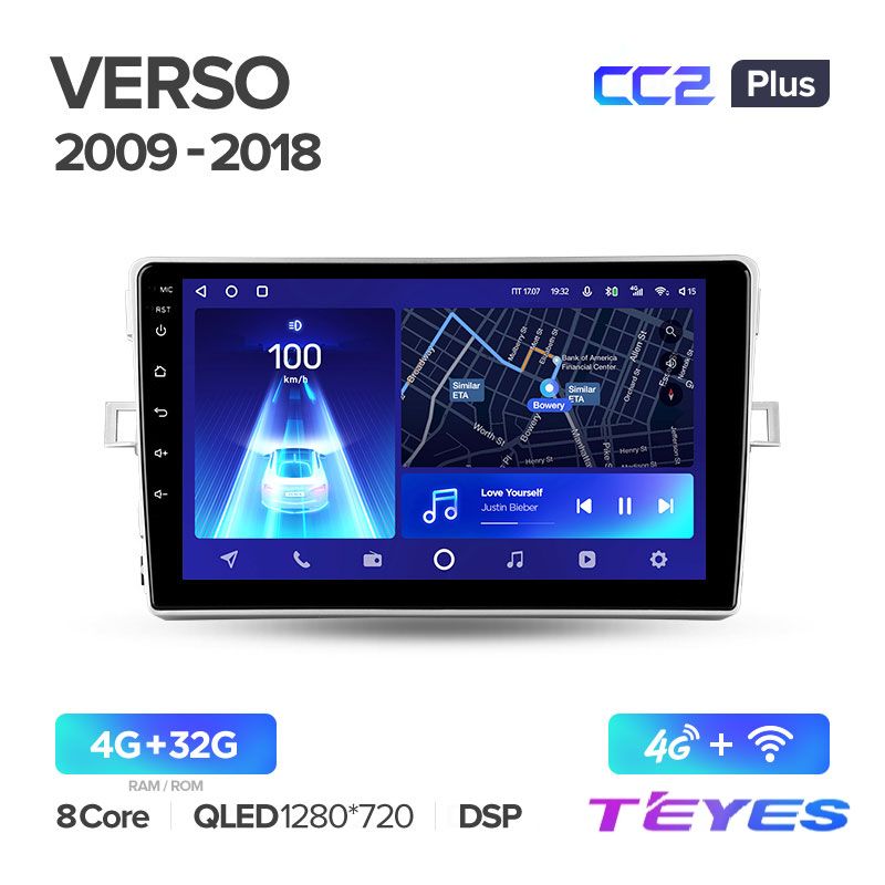 

Магнитола Teyes CC2+ 4/32 9" для Toyota Verso R20 2009-2018 (Тип F1), CC2+ 4/32 9"