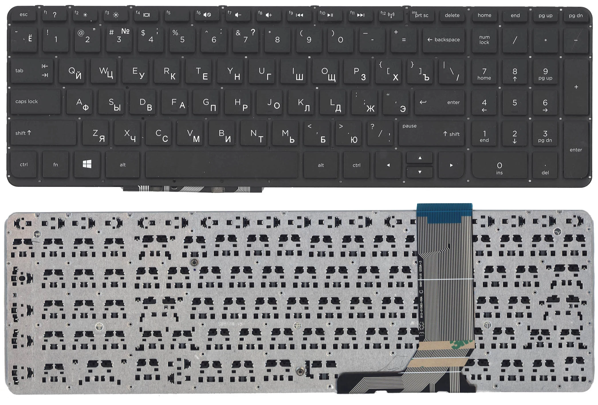 

Клавиатура для ноутбуков HP ENVY 15-j000 Series, Русская, Чёрная без рамки, плоский Enter,