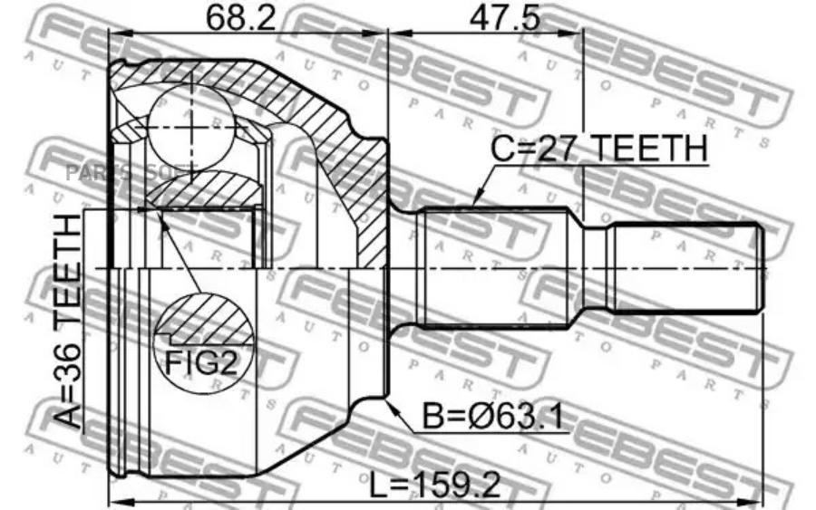 

FEBEST Шрус наружный 36x63.1x27 FEBEST 2110-KUGTD