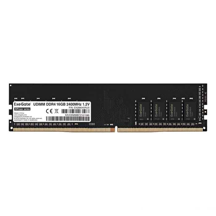 фото Модуль памяти exegate hipower dimm ddr4 16gb pc4-19200 2400mhz