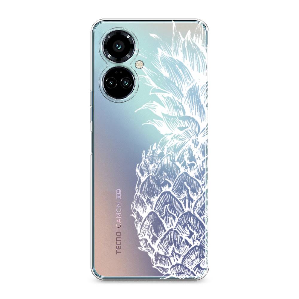 

Силиконовый чехол "Ананас графика белая" на Tecno Camon 19 Pro