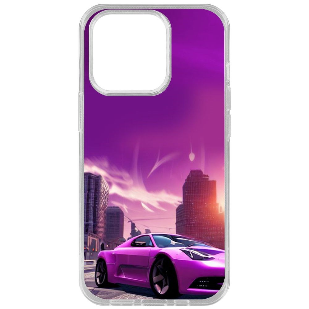 

Чехол-накладка Krutoff Clear Case Розовое авто для iPhone 14 Pro, Прозрачный