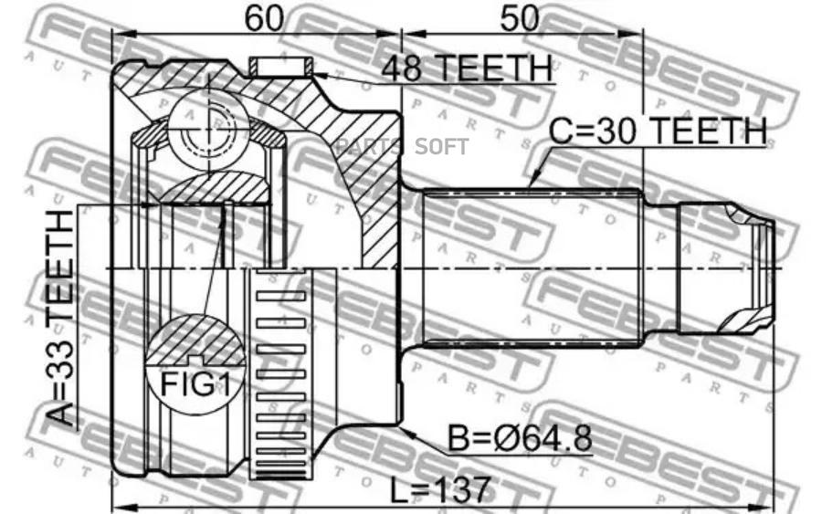 

FEBEST Шрус наружный 33x64.8x30 FEBEST 1910-E60A48