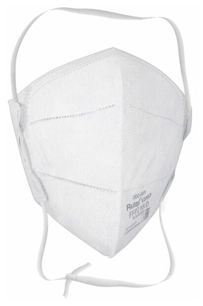 

Респиратор универсальный гигиенический без клапана полумаска медицинская 10шт. Rutex FFP2, 10011