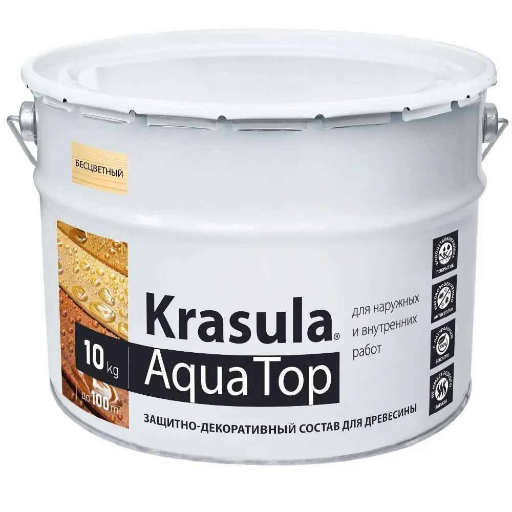 Krasula Aqua Top 10 кг, Красула Аква Топ защитно-декоративный состав, пропитка для дерева