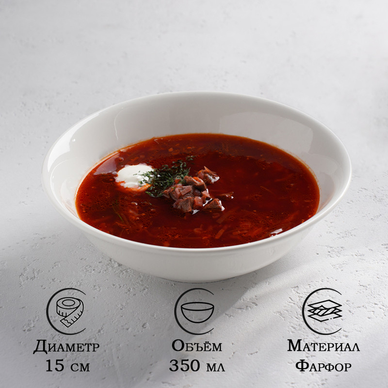 

Тарелка глубокая White Label, d=15 см, цвет белый, Посуда White Label