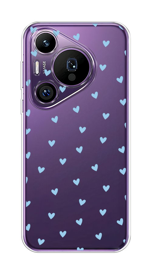 

Чехол на Huawei Pura 70 Pro/70 Pro Plus "Голубые сердечки паттерн", Голубой;прозрачный, 6124450-1