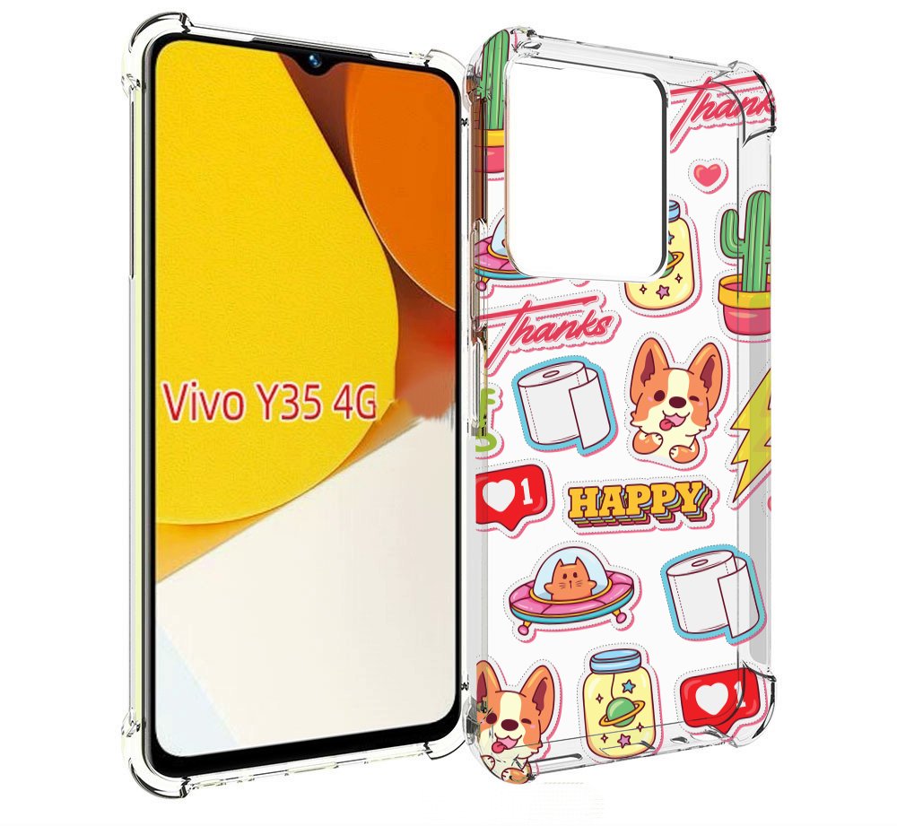 

Чехол MyPads милые-стикеры-корги для Vivo Y35 4G 2022 / Vivo Y22, Прозрачный, Tocco