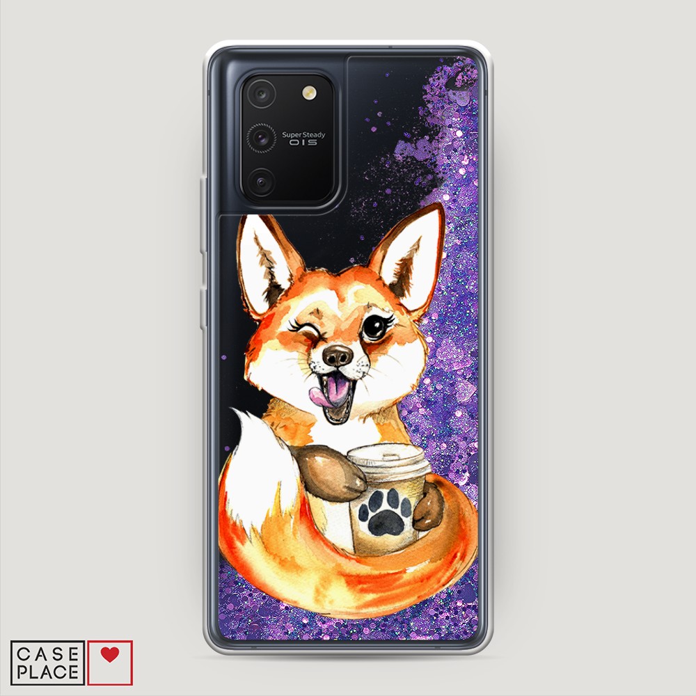

Чехол Awog на Samsung Galaxy A91/S10 Lite "Подмигивающая лиса с кофе", Разноцветный, 29992-1