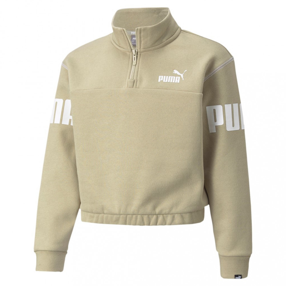 фото Толстовка детская puma power half-zip crew fl g 84564942 цв.серый р.128