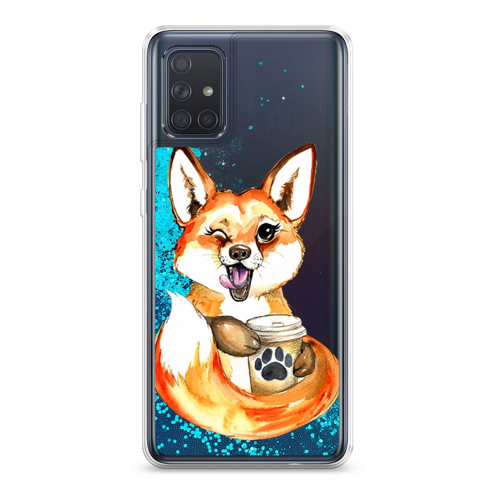 

Чехол Awog на Samsung Galaxy A71 4G "Подмигивающая лиса с кофе", Разноцветный, 29093-1