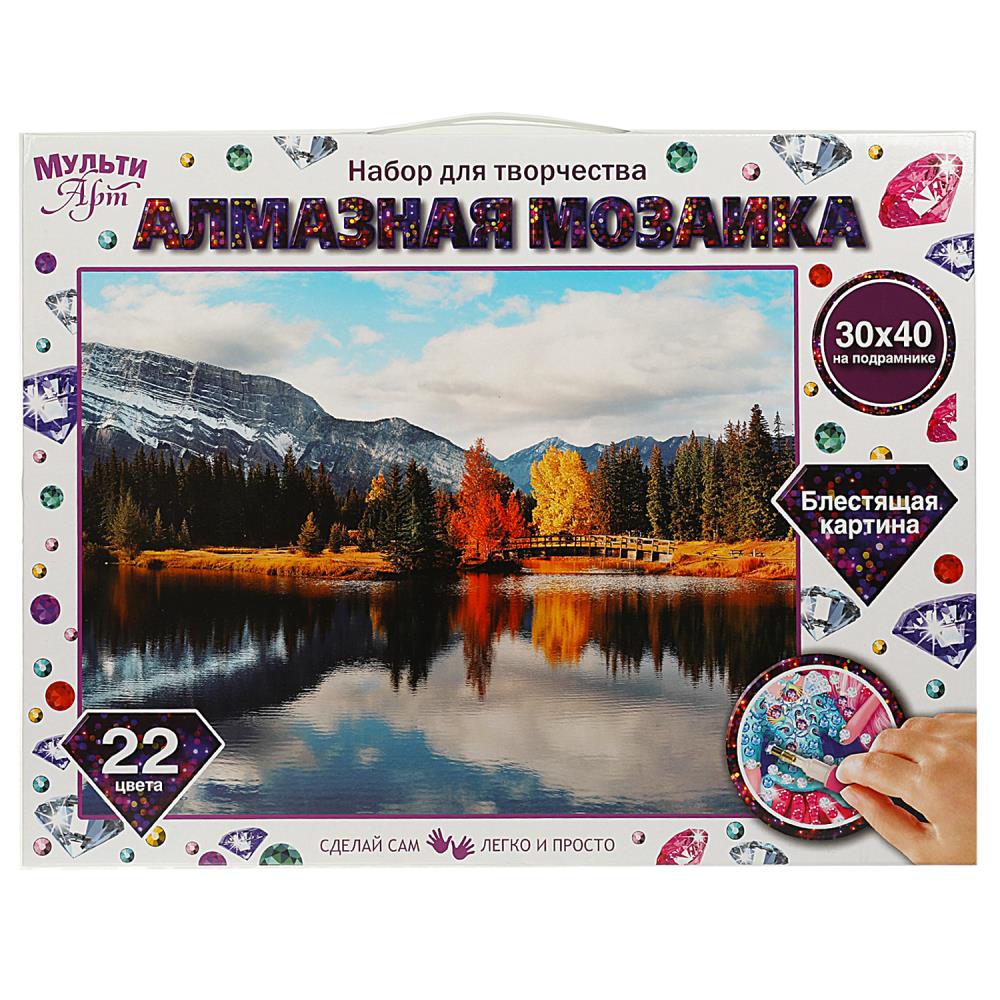 Алмазная мозаика Мульти Арт Озеро в горах, 30х40 см