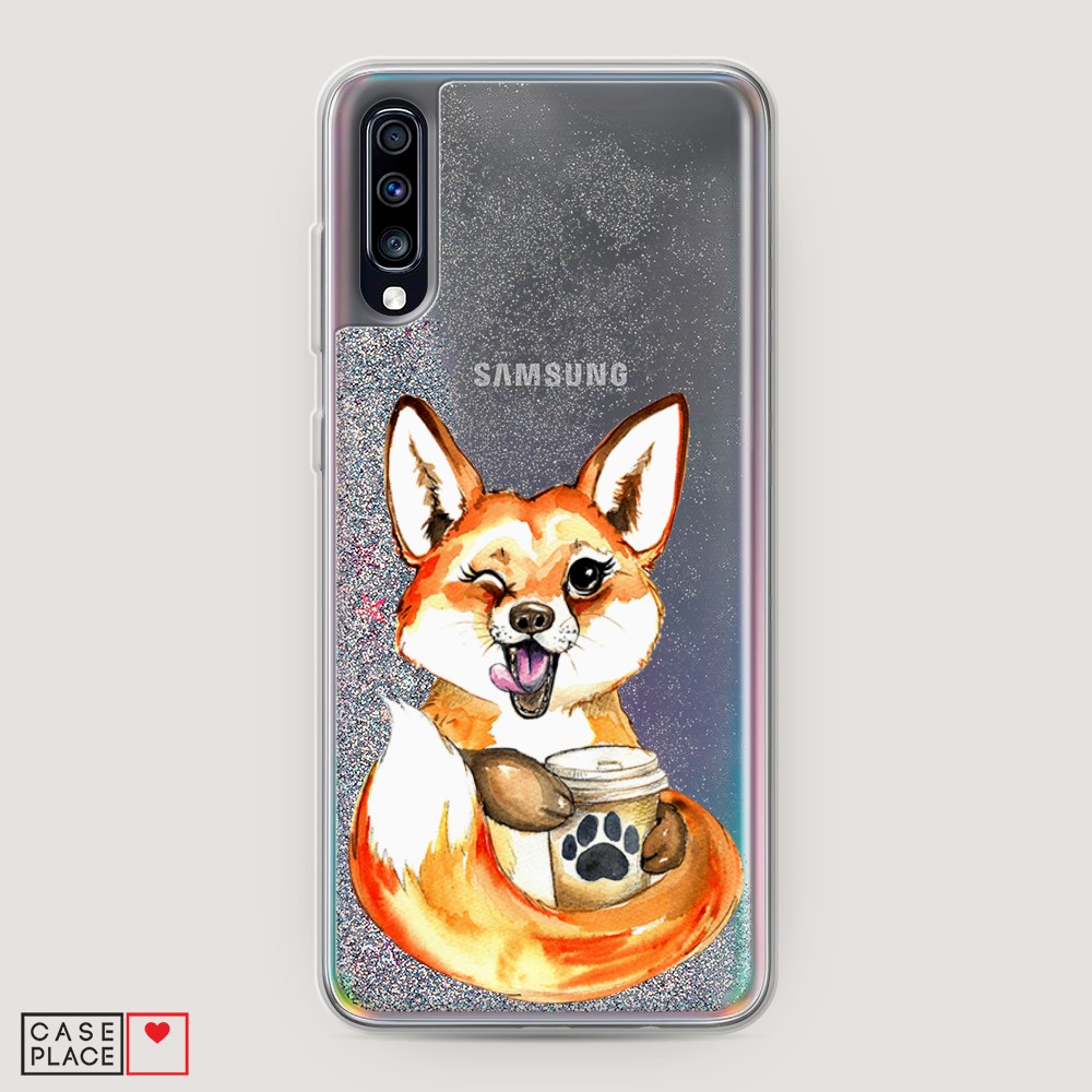 

Чехол Awog на Samsung Galaxy A70 "Подмигивающая лиса с кофе", Разноцветный, 28191-1