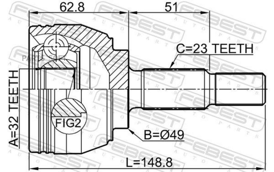 

FEBEST Шрус наружный 32x49x23 FEBEST 2410-MEGII