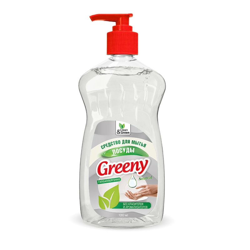 фото Средство для мытья посуды "greeny" neutral с дозатором 1000 мл. clean&green cg8141