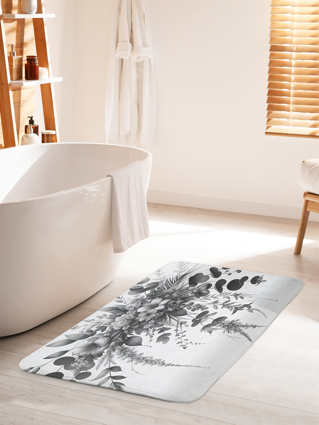 Коврик для ванной и туалета JoyArty Серый букет bath_sd2861_60x100 1649₽