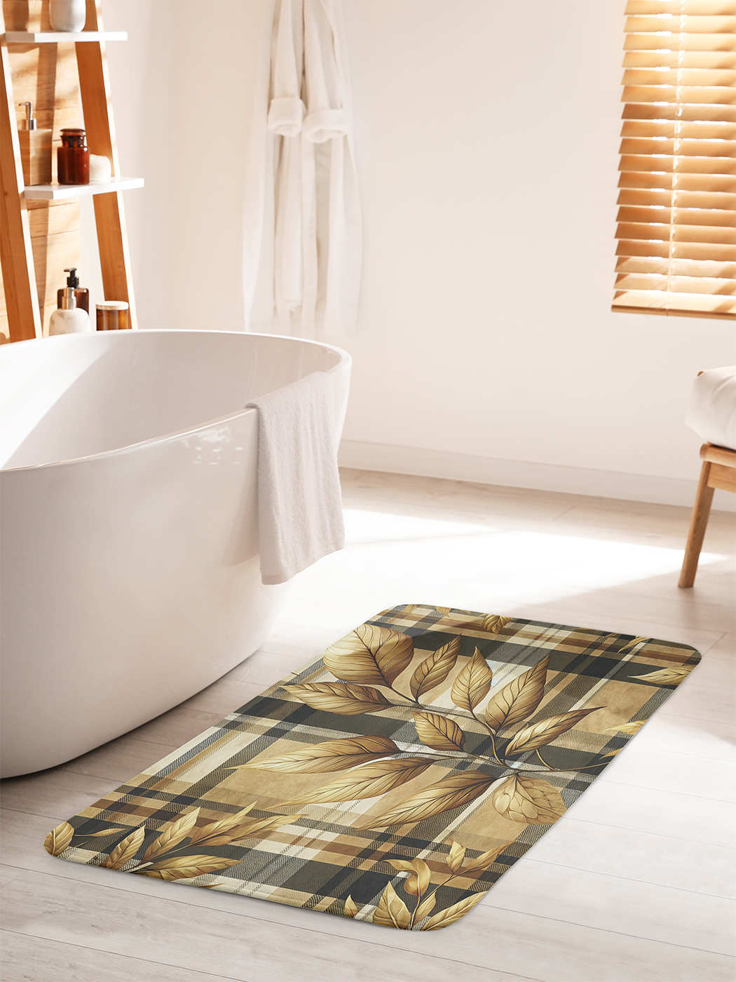 

Коврик для ванной туалета душа JoyArty "Листва на клетке", bath_sd2852_60x100