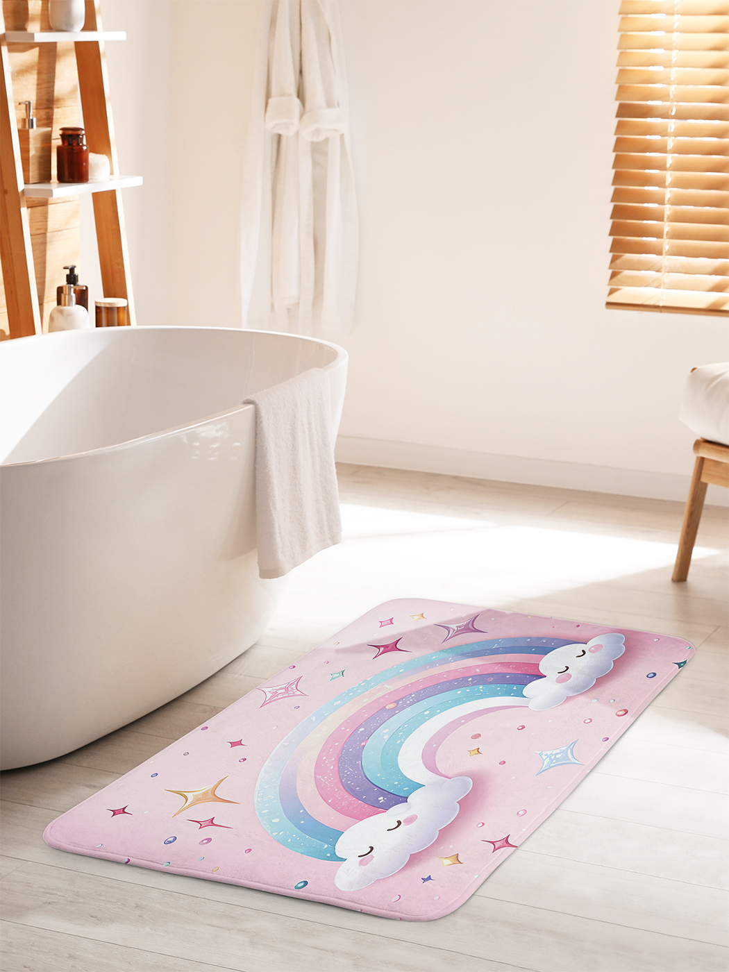 

Коврик для ванной туалета душа JoyArty "Радужные облачка", bath_sd2828_60x100