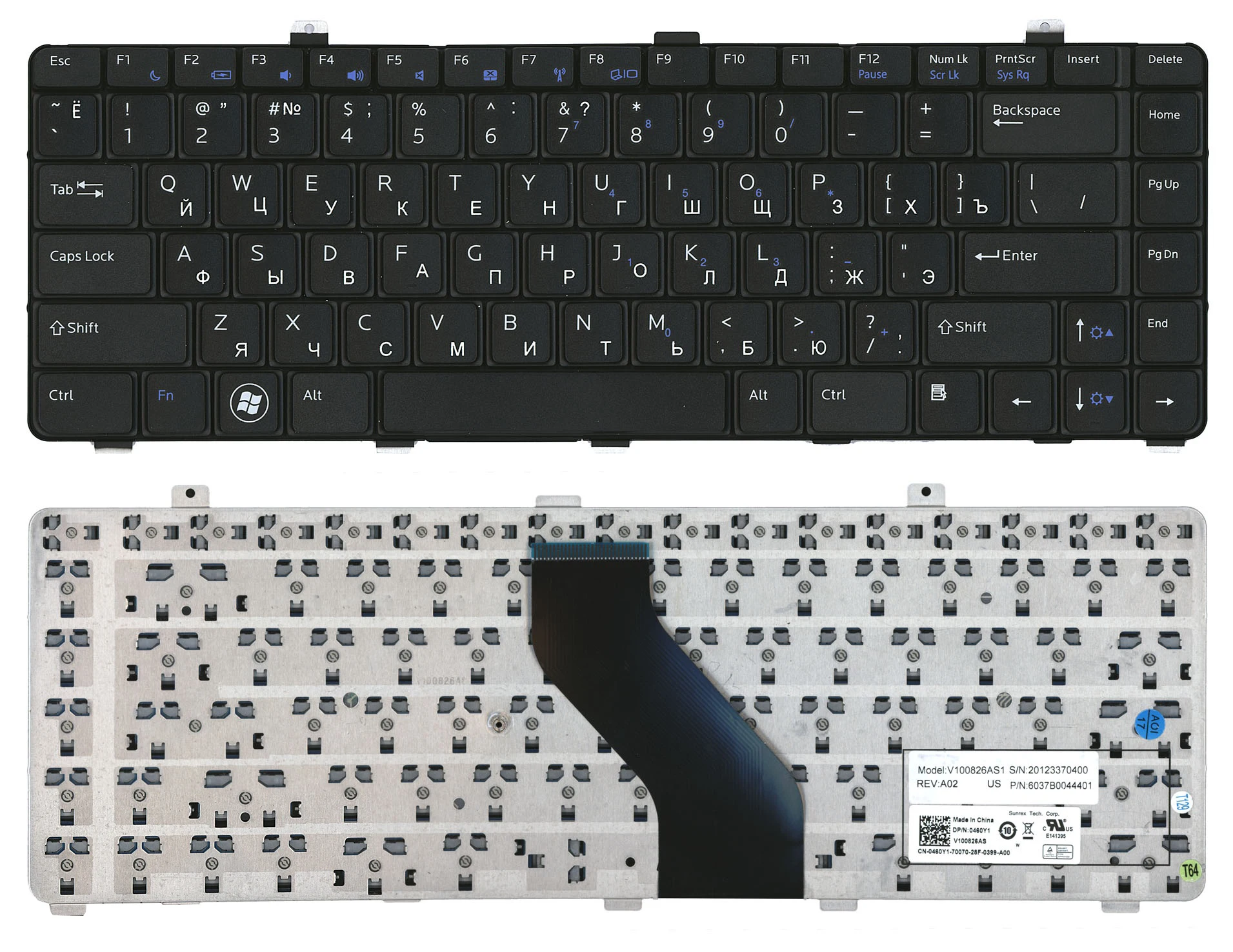 

Клавиатура для ноутбуков Dell Vostro V13, V13Z Series, p/n: V100826AS1, 90.4M107.S0R, 6037